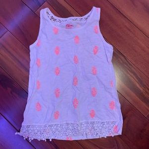 White Tank Top with Pink Design